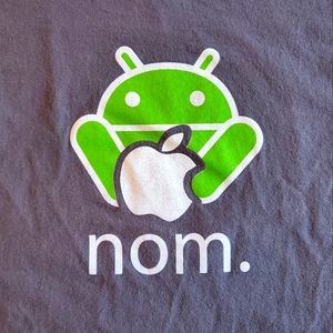 Men's Large Android Eating Apple T-Shirt